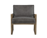 Sunpan Kristoffer Lounge Chair - Vintage Peacock/Steel Grey/Vanilla Leather