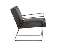 Sunpan Kristoffer Lounge Chair - Vintage Peacock/Steel Grey/Vanilla Leather