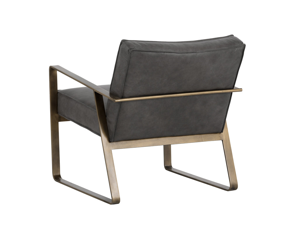 Sunpan Kristoffer Lounge Chair - Vintage Peacock/Steel Grey/Vanilla Leather