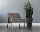Sunpan Kristoffer Lounge Chair - Vintage Peacock/Steel Grey/Vanilla Leather