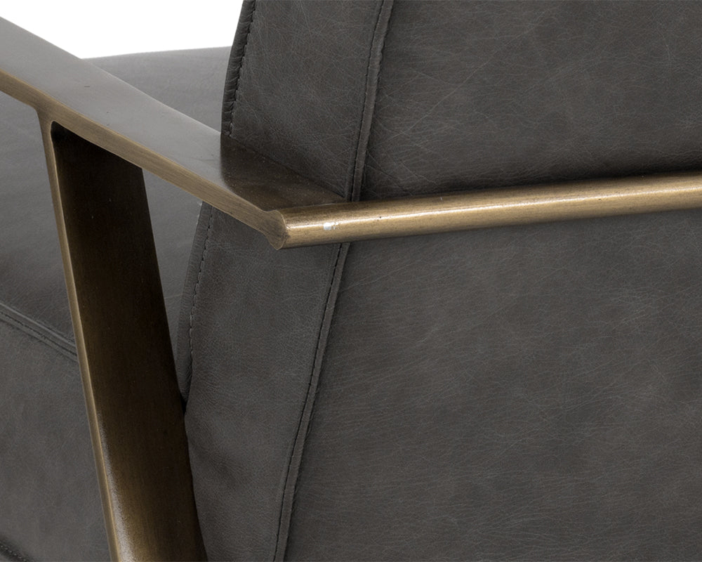 Sunpan Kristoffer Lounge Chair - Vintage Peacock/Steel Grey/Vanilla Leather