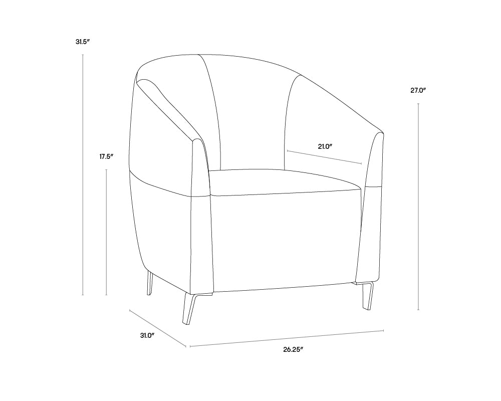 Sunpan Bronte Lounge Chair in Piccolo Dove / Overcast Grey