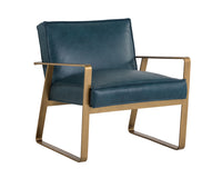 Sunpan Kristoffer Lounge Chair - Vintage Peacock/Steel Grey/Vanilla Leather