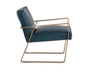 Sunpan Kristoffer Lounge Chair - Vintage Peacock/Steel Grey/Vanilla Leather