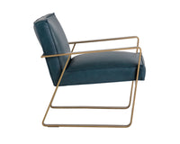 Sunpan Kristoffer Lounge Chair - Vintage Peacock/Steel Grey/Vanilla Leather