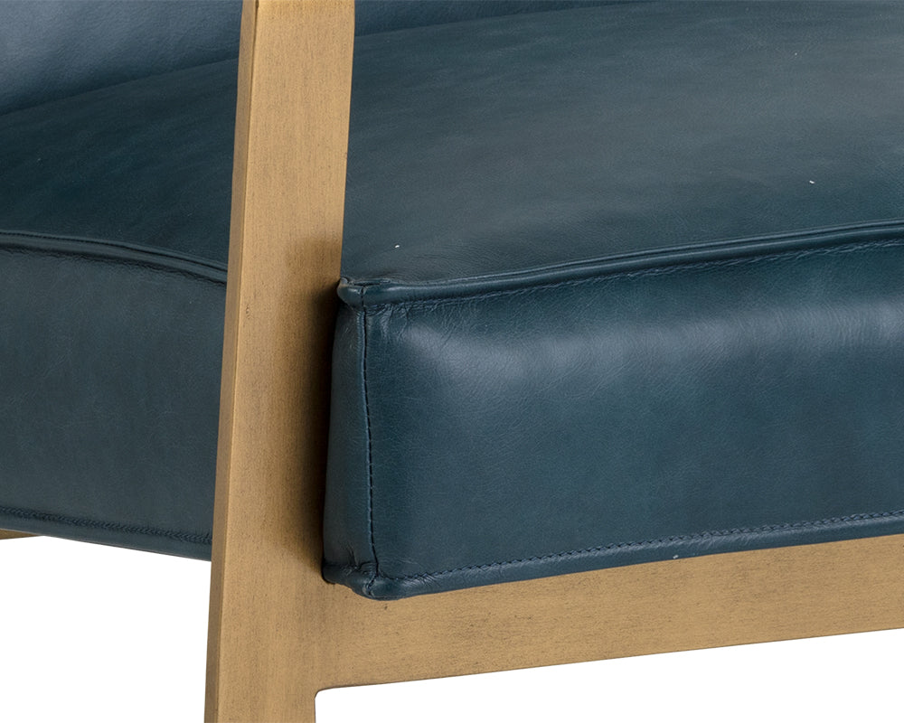 Sunpan Kristoffer Lounge Chair - Vintage Peacock/Steel Grey/Vanilla Leather