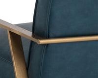 Sunpan Kristoffer Lounge Chair - Vintage Peacock/Steel Grey/Vanilla Leather