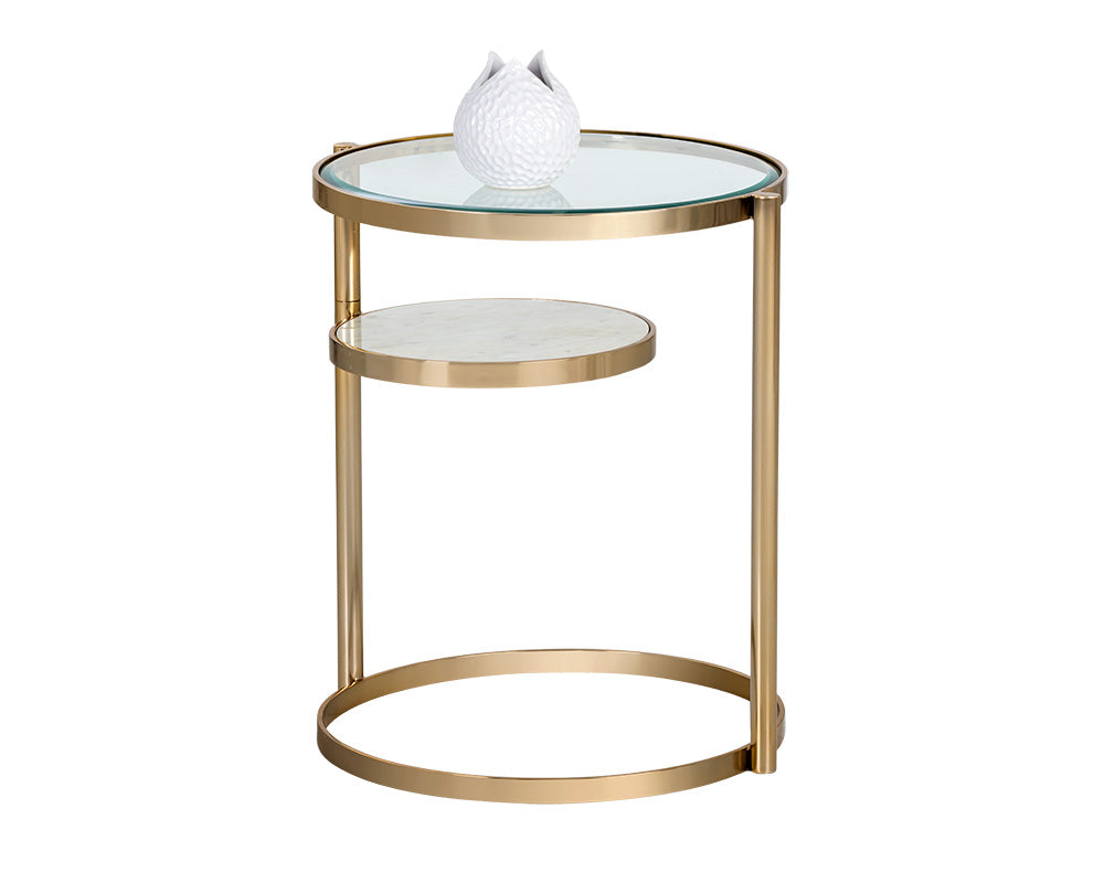 Sunpan Helica Side Table - Antique Brass/Stainless Steel