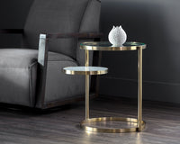 Sunpan Helica Side Table - Antique Brass/Stainless Steel