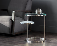 Sunpan Helica Side Table - Antique Brass/Stainless Steel