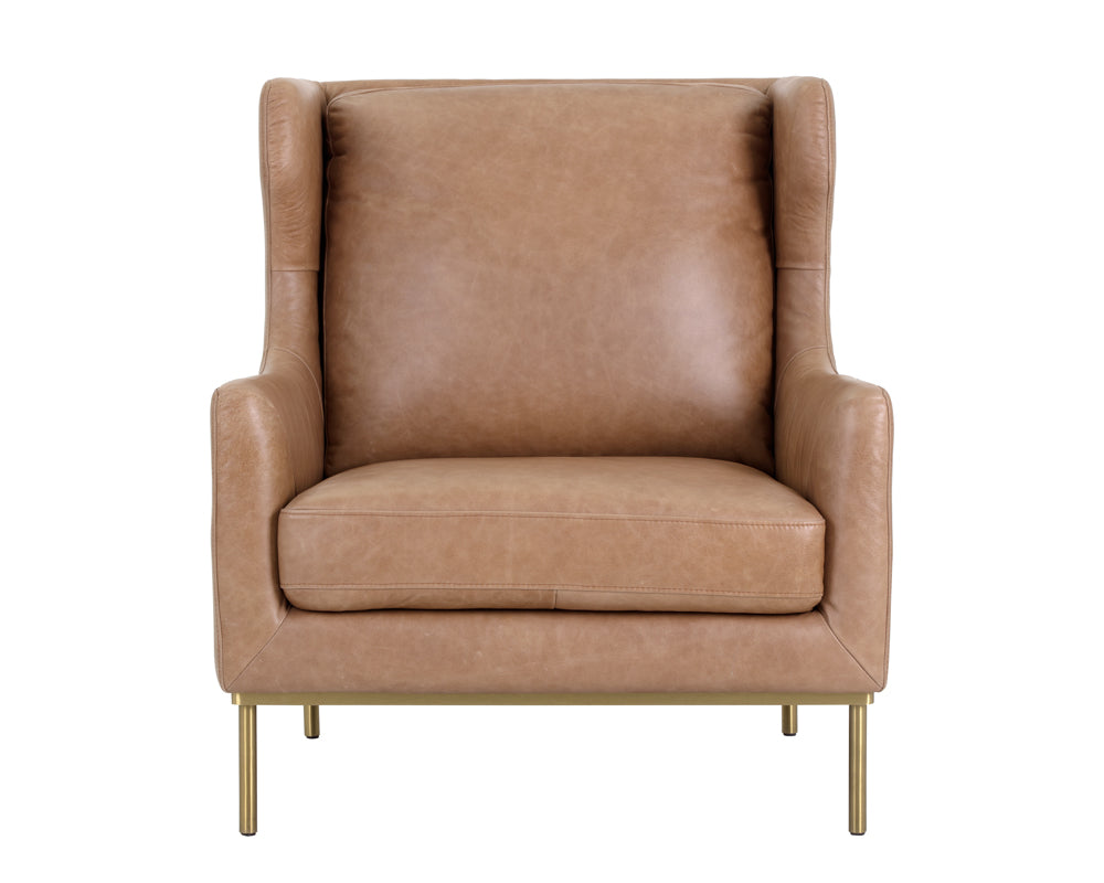 Sunpan Virgil Lounge Chair In Marseille Black/Camel Leather