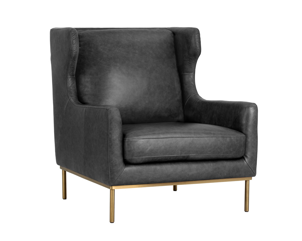 Sunpan Virgil Lounge Chair In Marseille Black/Camel Leather