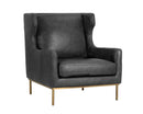 Sunpan Virgil Lounge Chair In Marseille Black/Camel Leather