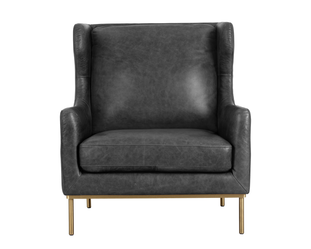 Sunpan Virgil Lounge Chair In Marseille Black/Camel Leather