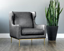 Sunpan Virgil Lounge Chair In Marseille Black/Camel Leather