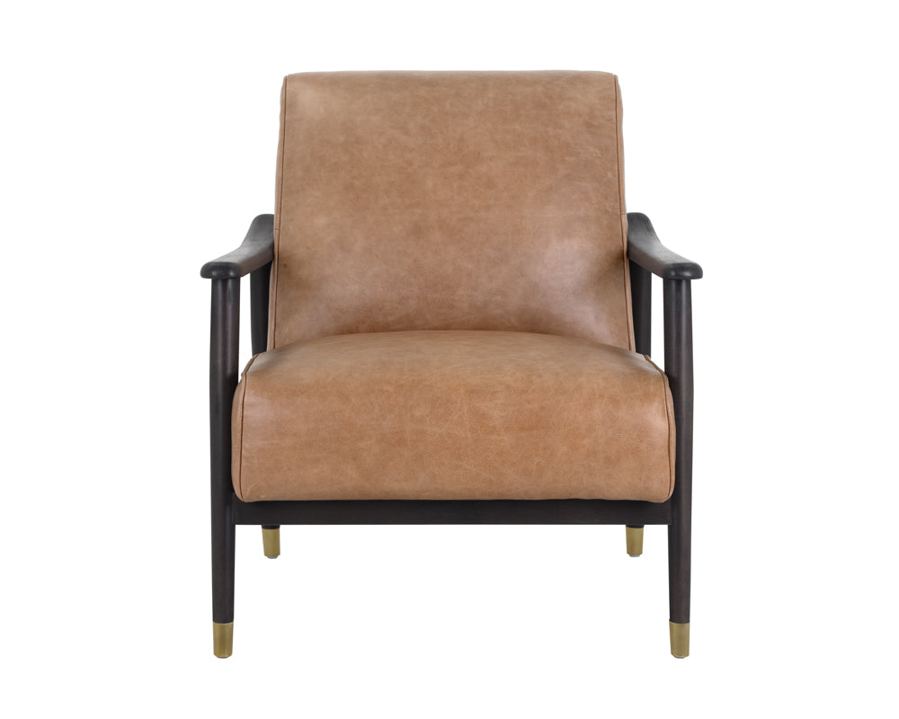 Sunpan Kellam Lounge Chair - Marseille Black Leather/Camel Leather/Moss Green
