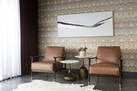 Sunpan Kellam Lounge Chair - Marseille Black Leather/Camel Leather/Moss Green