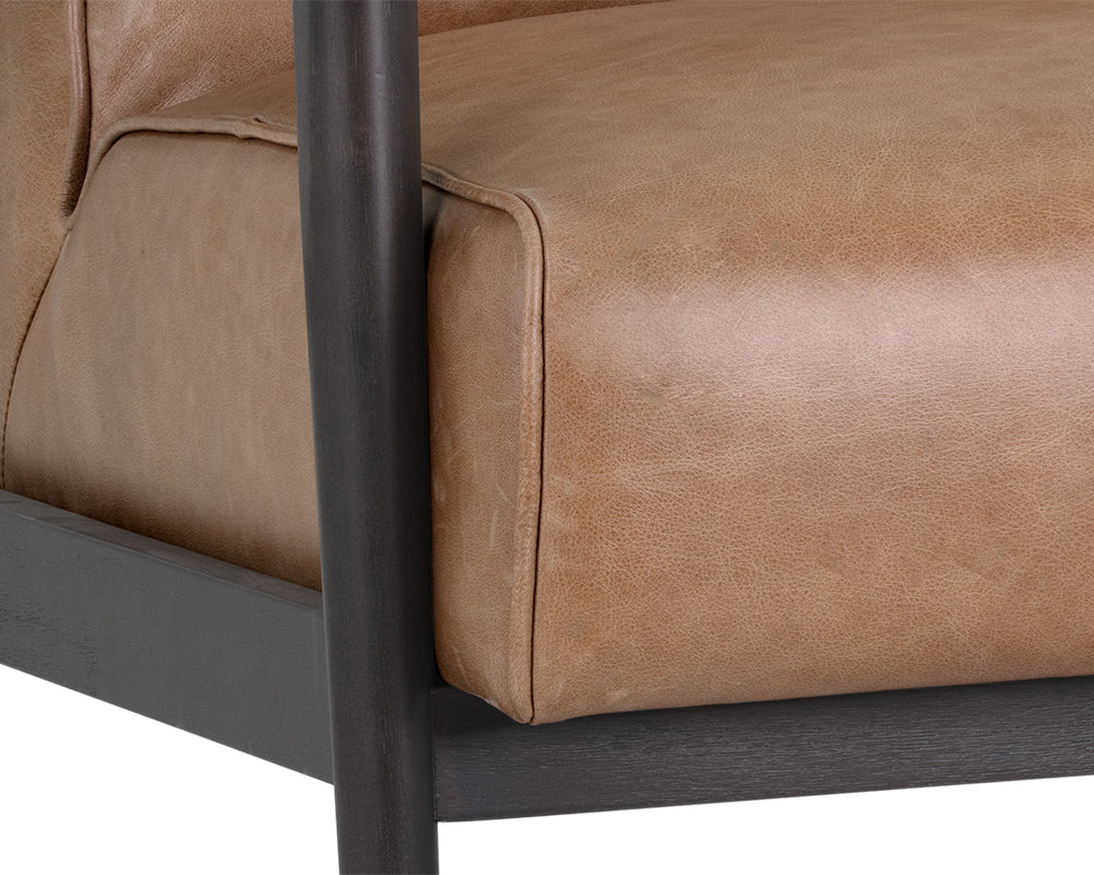 Sunpan Kellam Lounge Chair - Marseille Black Leather/Camel Leather/Moss Green