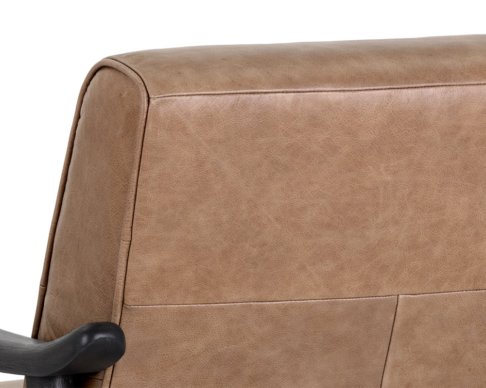 Sunpan Kellam Lounge Chair - Marseille Black Leather/Camel Leather/Moss Green