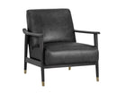 Sunpan Kellam Lounge Chair - Marseille Black Leather/Camel Leather/Moss Green