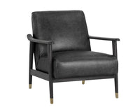 Sunpan Kellam Lounge Chair - Marseille Black Leather/Camel Leather/Moss Green