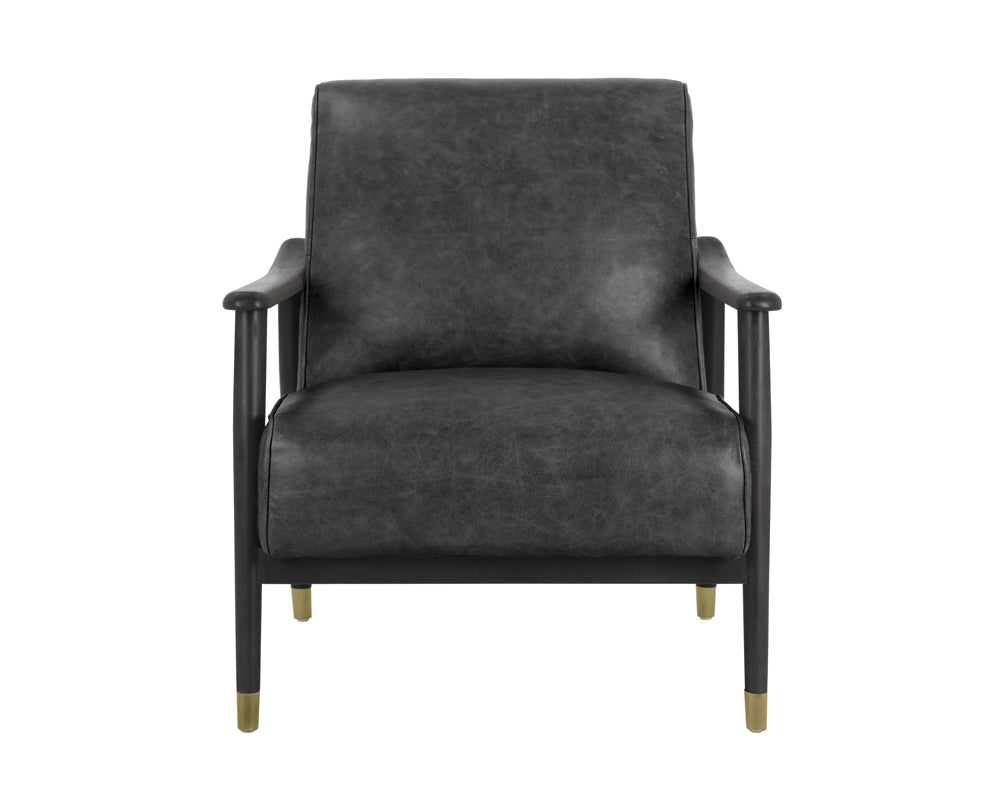 Sunpan Kellam Lounge Chair - Marseille Black Leather/Camel Leather/Moss Green