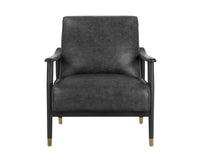 Sunpan Kellam Lounge Chair - Marseille Black Leather/Camel Leather/Moss Green