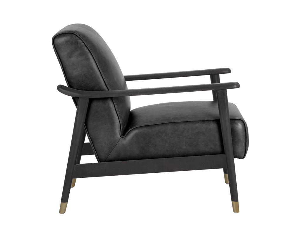 Sunpan Kellam Lounge Chair - Marseille Black Leather/Camel Leather/Moss Green
