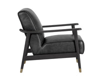 Sunpan Kellam Lounge Chair - Marseille Black Leather/Camel Leather/Moss Green