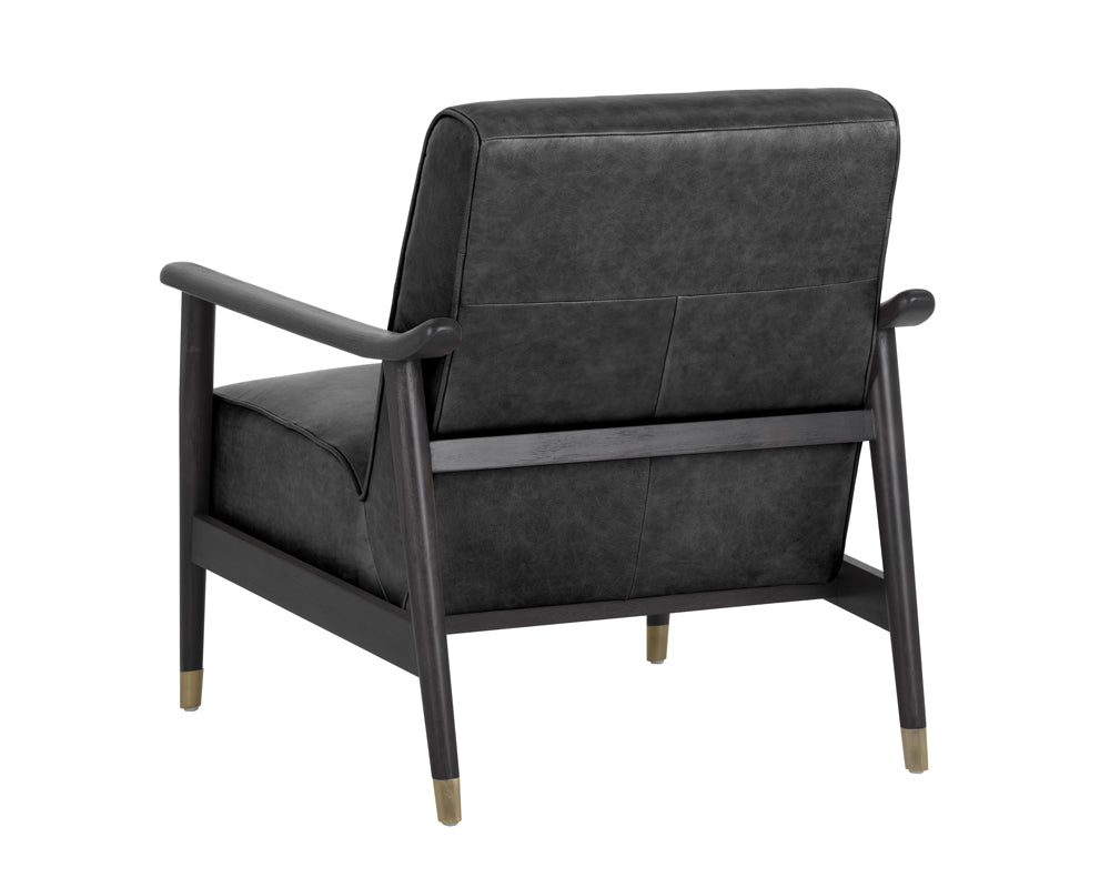Sunpan Kellam Lounge Chair - Marseille Black Leather/Camel Leather/Moss Green