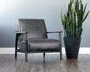 Sunpan Kellam Lounge Chair - Marseille Black Leather/Camel Leather/Moss Green