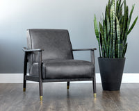 Sunpan Kellam Lounge Chair - Marseille Black Leather/Camel Leather/Moss Green