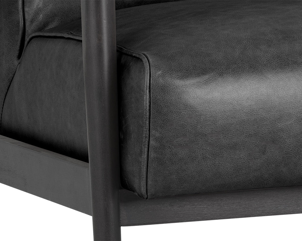 Sunpan Kellam Lounge Chair - Marseille Black Leather/Camel Leather/Moss Green