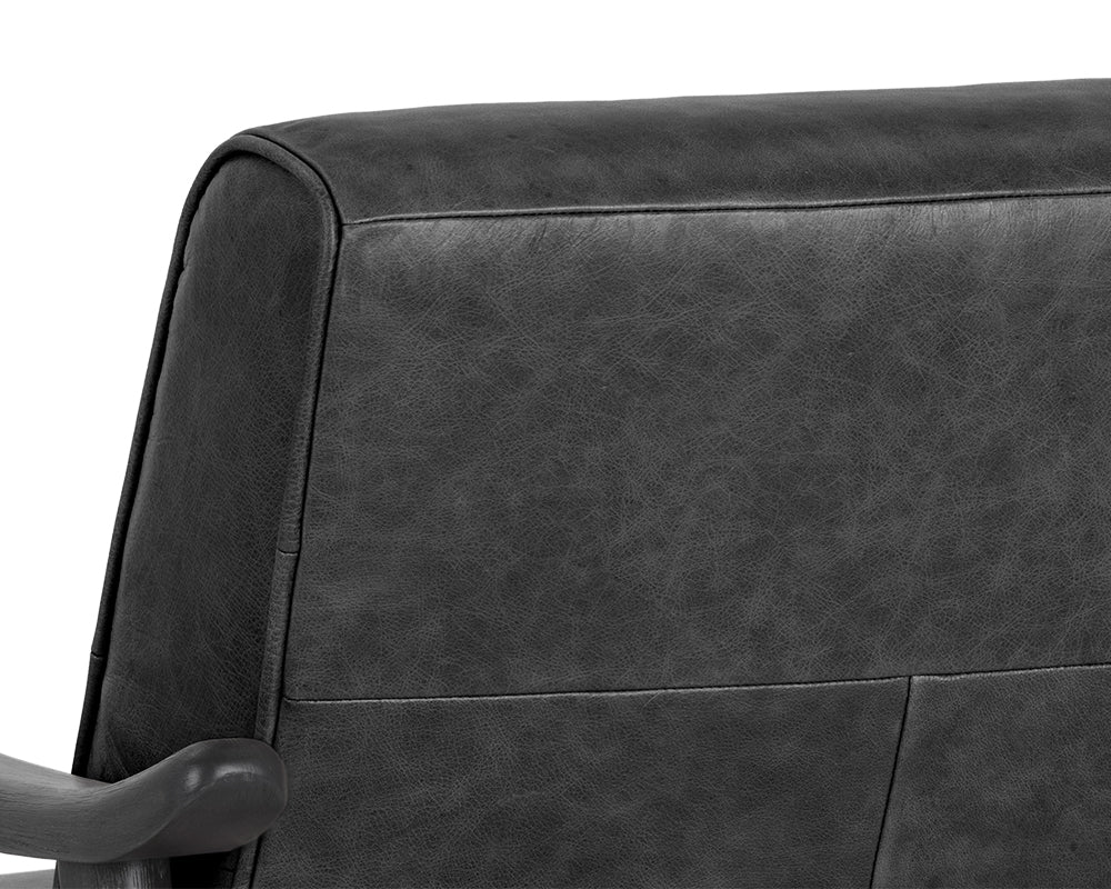 Sunpan Kellam Lounge Chair - Marseille Black Leather/Camel Leather/Moss Green