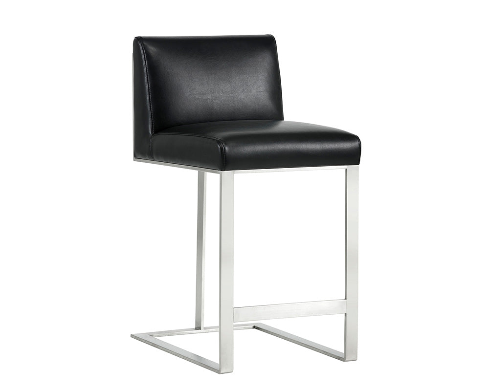 Sunpan Dean Counter Stool - Stainless Steel - Cantina Black/Magnetite/White