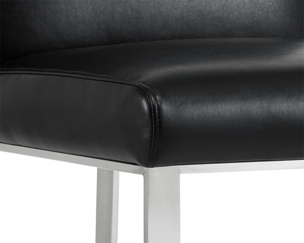 Sunpan Dean Counter Stool - Stainless Steel - Cantina Black/Magnetite/White