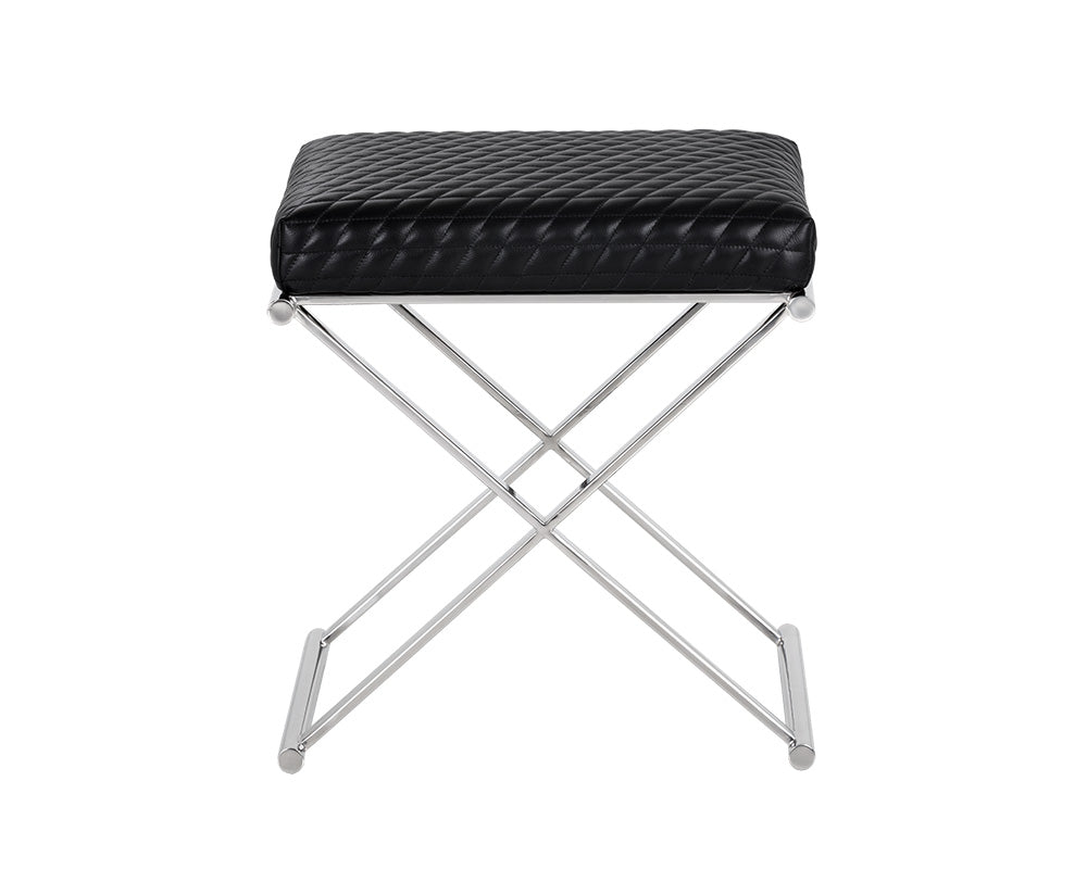 Sunpan Elena Ottoman - Black Leather
