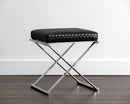 Sunpan Elena Ottoman - Black Leather