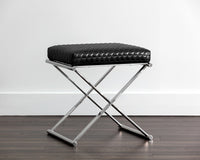 Sunpan Elena Ottoman - Black Leather