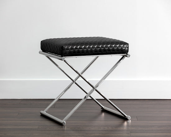 Sunpan Elena Ottoman - Black Leather