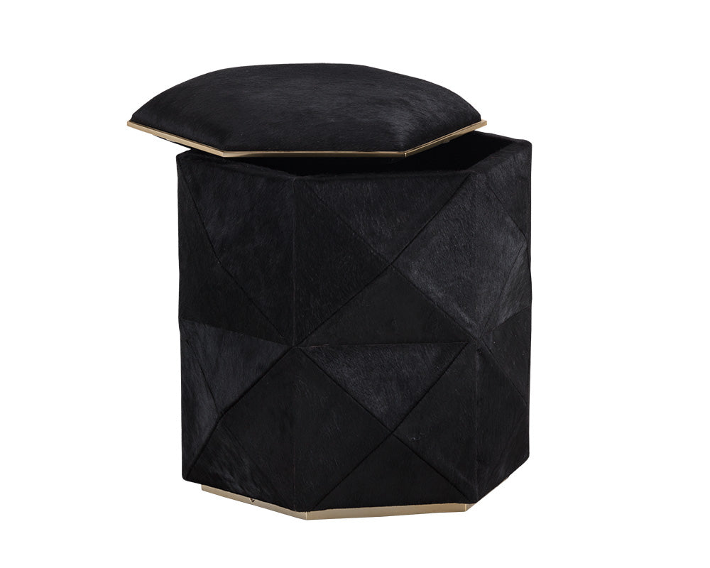 Sunpan Ashanti Storage Ottoman - Gold And  Black/Silver And Grey
