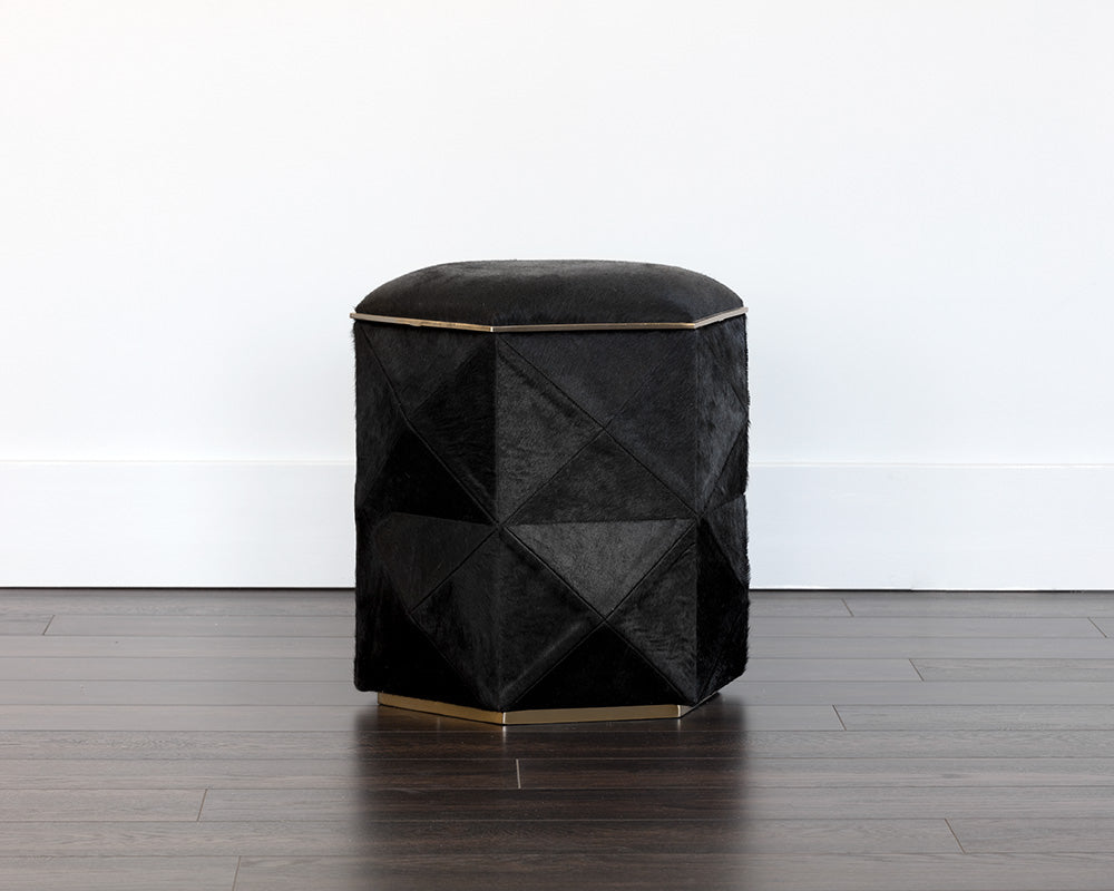 Sunpan Ashanti Storage Ottoman - Gold And  Black/Silver And Grey