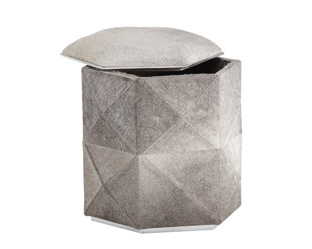 Sunpan Ashanti Storage Ottoman - Gold And  Black/Silver And Grey