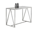 Sunpan Abel Counter Table in Stainless Steel and White Marble
