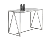Sunpan Abel Counter Table in Stainless Steel and White Marble