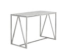 Sunpan Abel Counter Table in Stainless Steel and White Marble