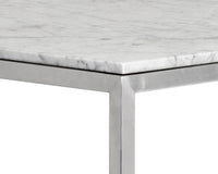 Sunpan Abel Counter Table in Stainless Steel and White Marble