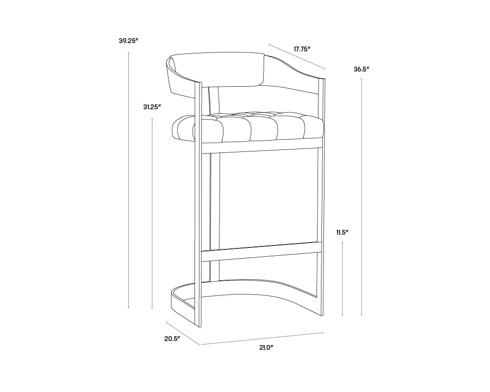 Sunpan Beaumont Barstool - Antique Brass - Cantina Black