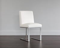 Sunpan Dean Dining Chair - Stainless Steel - Cantina Black/Magnetite/White