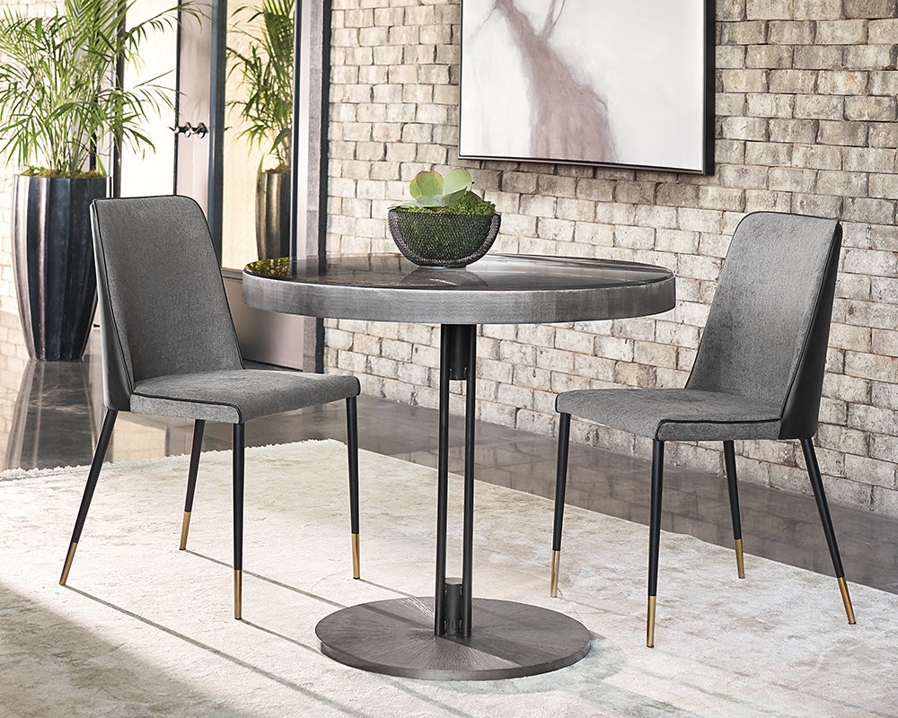 Sunpan Klaus Dining Chair - Flint Grey and Napa Taupe/Polo Club Muslin and Dillon Cream/Sparrow Grey and Napa Black